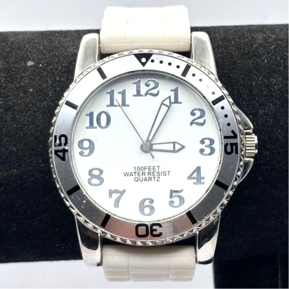 Silver & White Men's Watch
